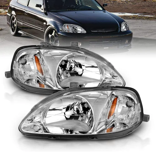 Miniatura 7 de AmeriLite - Juego de faros delanteros de repuesto en metal de estilo OE para Honda Civic 1999-2000 - Lado del conductor y del pasajero Metal