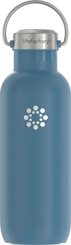Miniatura 13 de Lifefactory Botella deportiva aislada al vacío de acero inoxidable de 16 onzas, mezclilla oscura