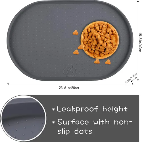 Miniatura 2 de Estera de comida para perros 100% impermeable de 0.5" con borde elevado, libre de BPA, de silicona, para mascotas, estera para gatos y perros que