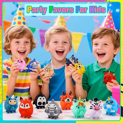 Miniatura 5 de ChildFun 24 piezas de recuerdos de fiesta para niños, juguetes fidget pop de animales de silicona con succión, regalos de cumpleaños para niños