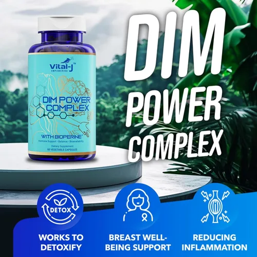 Miniatura 4 de Complejo potente DIM 4 en 1 de 300 mg – Equilibrio de estrógeno y metabolismo, energía y menopausia Suplemento de apoyo con bioperina (x4), calcio