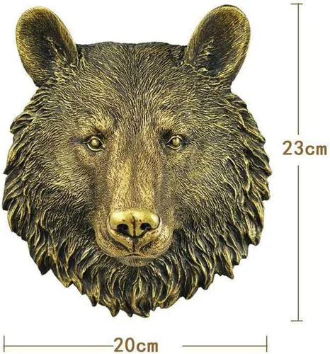 Miniatura 4 de MagiDeal Taxidermia grande de cabeza de animales falsos montada en la pared, decoración rústica de granja, decoración de pared, oso