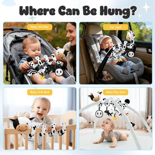 Miniatura 4 de Asiento de coche en espiral para bebés de 0 a 6 meses, asiento de coche para bebé, juguetes sensoriales de alto contraste, accesorios para colgar