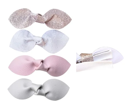 Pinzas antideslizantes para el pelo de cocodrilo para niñas – Juego de 4 pinzas de pelo de conejo de piel sintética para niños pequeños y bebés