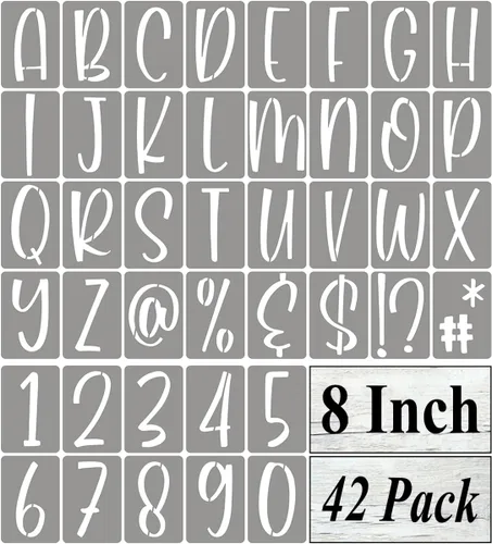 Miniatura 11 de Plantillas de letras del alfabeto de 4 pulgadas para pintar, paquete de 42 plantillas de letras y números con letreros para pintar sobre madera