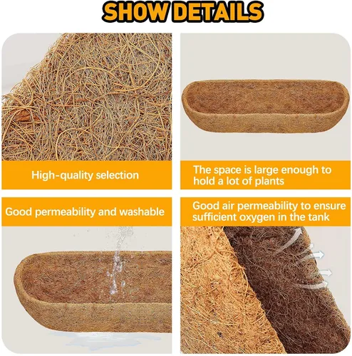 Miniatura 4 de Blulu 4 forros de coco para macetas de 24 pulgadas, caja de ventana de fibra de coco natural, repuesto para caja de ventana colgante, maceta