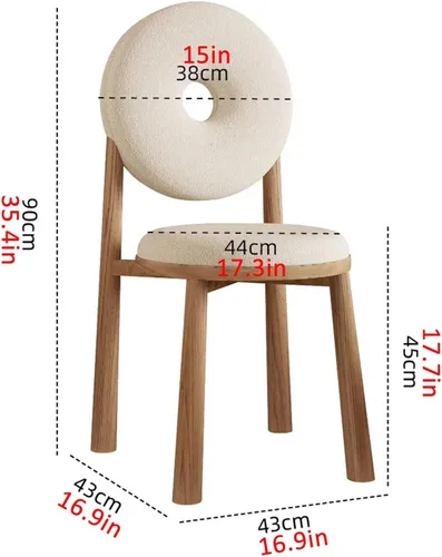 Miniatura 3 de Donut Dining Chairs,Makeup Chair,Kitchen Room Chairs Nordic Back, Dining Room with Metal Legs,Living Room Chair for Home Bedroom Cream Wind Brownish