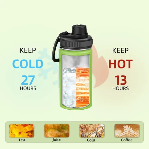 Miniatura 6 de SASEUM Botella de agua de acero inoxidable de 12 onzas, botella aislada sin BPA con tapa de boquilla a prueba de fugas, botella de metal de boca