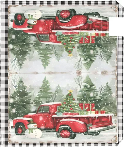Miniatura 2 de Funda Magnética para Buzón Feliz Navidad Camión Árbol Tamaño Grande Muñeco de Nieve de Invierno Cuadros Buffalo Fundas para Buzón Tamaño Estándar