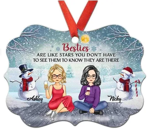Miniatura 33 de Adorno personalizado con texto en inglés «Best Friend are Hard to Find Because The Very Best is Already Mine», adorno de Navidad personalizado 2023