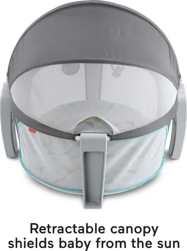 Miniatura 5 de Fisher-Price Moisés Portátil On-The-Go Baby Dome, Espacio de Juego de Viaje con Juguetes de Desarrollo para Recién Nacidos y Toldo, Windmill