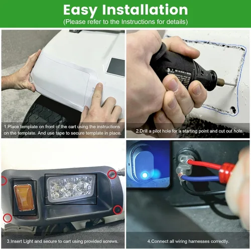 Miniatura 5 de Kit de iluminación LED Lochnchn, kit de luces delanteras y traseras de 12V para carritos de golf Club Car DS 1993 en adelante, homologado