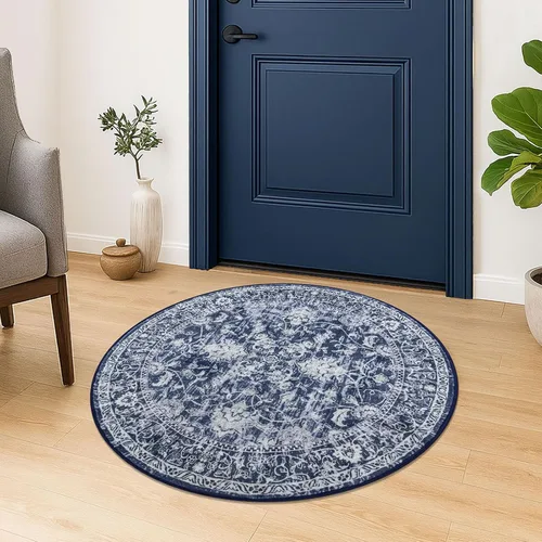Miniatura 39 de KILOCOCO Alfombra lavable de 2 x 3 para entrada, estampado floral vintage, suave, antideslizante, azul, alfombras de cocina, tapete