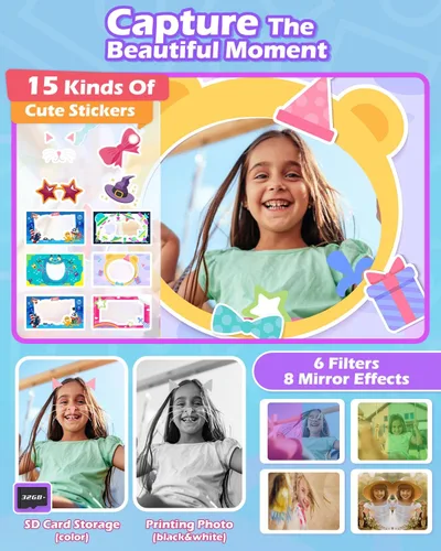 Miniatura 3 de Juguetes de Cámara Instantánea para Niños de 3-12 años, Regalo de Navidad y Cumpleaños para Niñas y Niños - Cámara Digital para Niños con Pantalla
