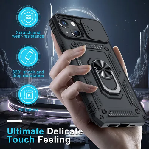 Miniatura 7 de Janmitta Funda para iPhone 12 Mini y 13 Mini, cubierta integrada para lente de cámara deslizante + protector de pantalla, resistente a prueba