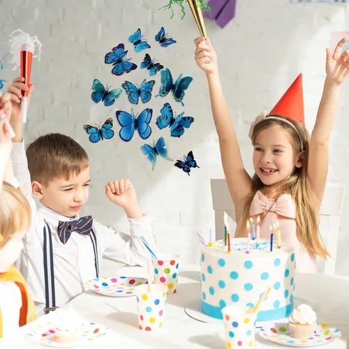 Miniatura 2 de Calcomanías de pared de doble capa de mariposas en 3D de 24 unidades, calcomanías de pared de mariposas, removibles, decoración para fiestas
