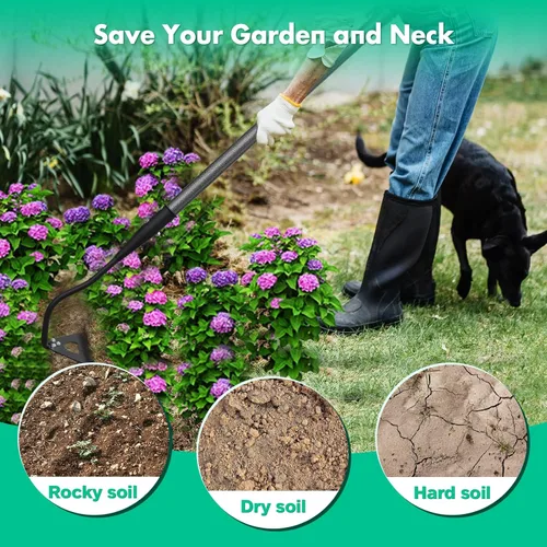 Miniatura 7 de Azada de jardín para deshierbe, azada de deshierbe resistente para eliminación rápida de malezas y césped, aflojamiento del suelo, excavación