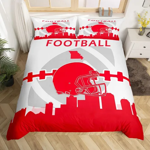 Miniatura 25 de Erosebridal Funda de edredón de fútbol tamaño individual, juego de ropa de cama de fútbol para niños, niños y niñas, funda de edredón con 1 funda