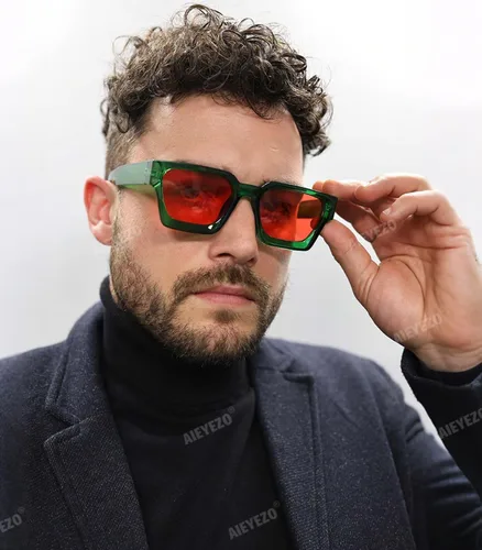 Miniatura 100 de AIEYEZO Gafas de sol cuadradas para mujeres y hombres, gafas de sol cuadradas con montura gruesa, estilo de diseñador simple