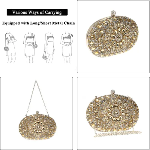 Miniatura 4 de COAIMANEY Bolso de mano brillante con purpurina para mujer bolso de noche bolso de hombro para boda fiesta de graduación