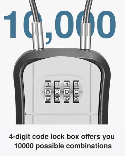 Miniatura 2 de Puroma Caja de seguridad, caja de cerradura portátil con mango de cable extraíble, caja de bloqueo de combinación reiniciable, caja de seguridad
