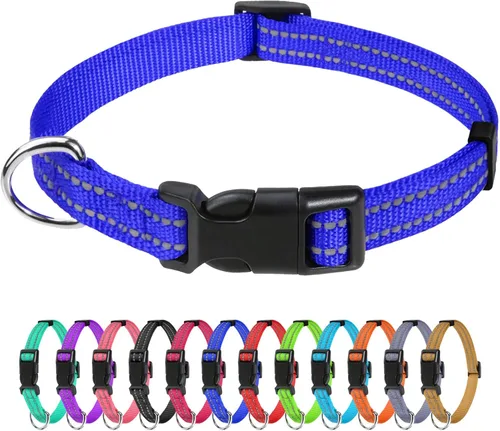 Miniatura 49 de TagME Collares de nailon reflectantes para perros, collar ajustable clásico para mascotas con hebilla de liberación rápida para perros pequeños