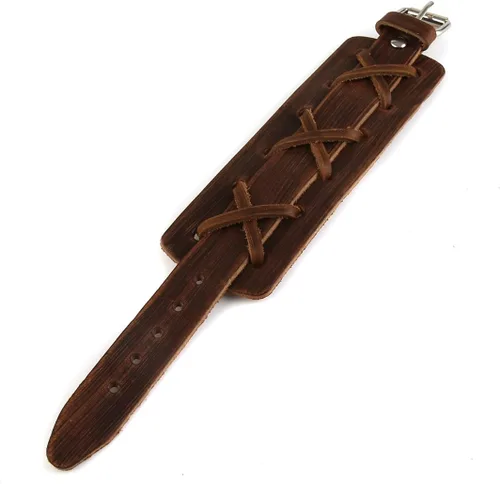 Miniatura 4 de HZMAN Pulseras de cuero marrón Pulsera de cuero para hombre Pulsera ajustable Pulsera de regalo de joyería