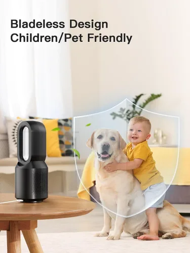 Miniatura 5 de let'me Ventilador de escritorio de 13 pulgadas, pequeño ventilador de mesa sin aspas, ventilador oscilante de 106° con control táctil de 3