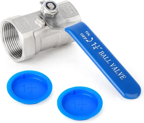 Miniatura 7 de TAISHER Juego de 2 válvulas de bola FNPT de 1-1/2 pulgadas, acero inoxidable 304 con asas azules y pezón