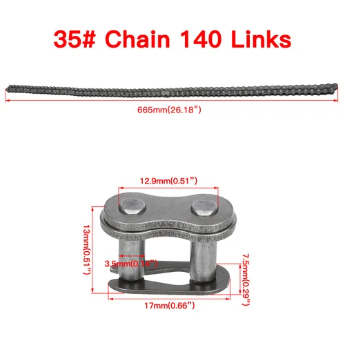 Miniatura 4 de YOXUFA Piñón de 75 dientes con 35 cadenas de transmisión 140 eslabones de repuesto para mini bicicleta Coleman CT100U CC100X Baja Doodle Bug DB30