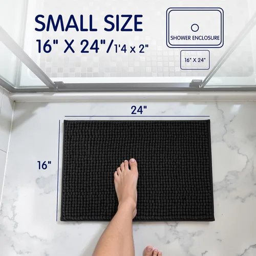 Miniatura 3 de Subrtex - Alfombras de baño de chenilla, tapete de baño de felpa corta y suave, tapete de ducha absorbente de agua, tapete de baño para la ducha