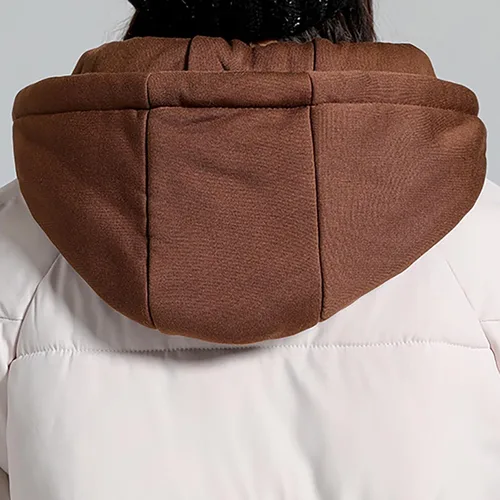 Miniatura 2 de Chaqueta acolchada suelta con capucha gruesa de dos piezas de algodón cálido chaqueta de color sólido con cordón para mujer