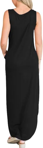 Miniatura 7 de ANRABESS - Vestido largo, informal y holgado para mujer, sin mangas, con bolsillos y abertura, para playa