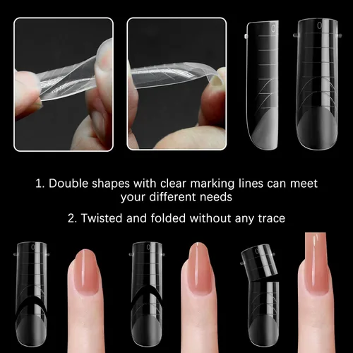 Miniatura 5 de 120 piezas de gel de extensión de polietileno con formas de uñas dobles con constructor de escamas para uñas de gel de manicura, diseño artístico