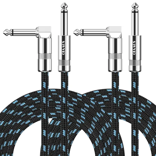 Miniatura 10 de Cable de Guitarra de 6 Pies Cable de Instrumento para Guitarra Eléctrica y Bajo, Teclado - Cable AMP de Ángulo Recto de 1/4 Pulgada, Negro