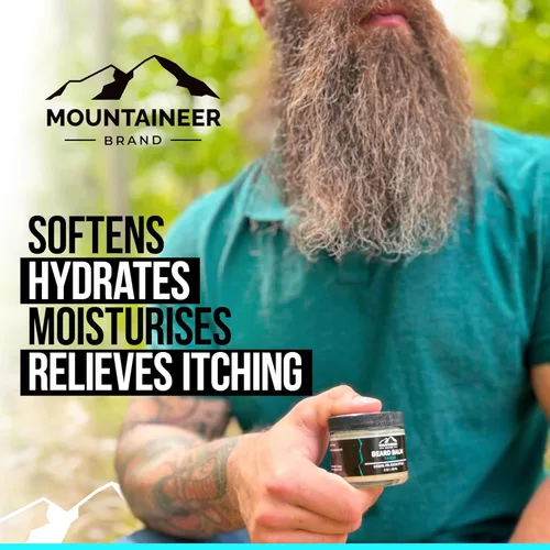 Miniatura 4 de Mountaineer Brand Bálsamo natural para barba sin perfume Mantequilla de barba para hombres Condimentador sin enjuague Hidrata, suaviza