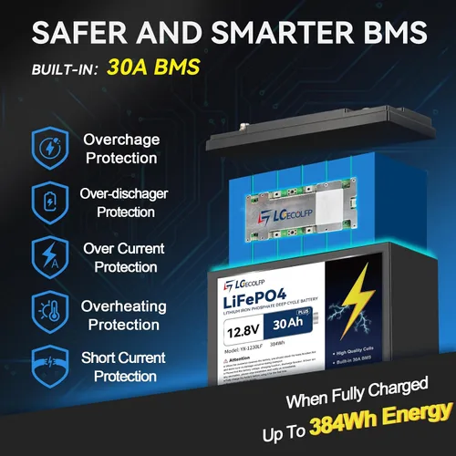 Miniatura 2 de Batería de litio Lifepo4 de 12 V 23.4 Ah (30 AH) Plus con BMS de 30 A, batería Lifepo4 de 4000 ciclos profundos, perfecta para motor de arrastre