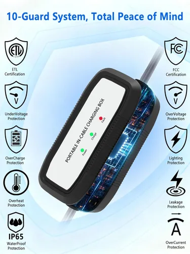 Miniatura 4 de Cargador EV, 16Amp 110V/240V Portátil Nivel 1 Nivel 2 Estación de carga de vehículos eléctricos con enchufe NEMA 6-20 y adaptador NEMA 5-15