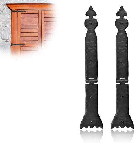 Miniatura 9 de Paquete de 2 bisagras de hierro forjado negro de 9 pulgadas, bisagras decorativas de hierro forjado, bisagras de hierro rústico para persianas
