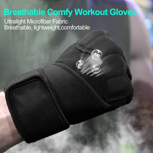 Miniatura 6 de Guantes de entrenamiento para hombres y mujeres, guantes acolchados para levantamiento de pesas en el gimnasio con soporte para muñeca, protección