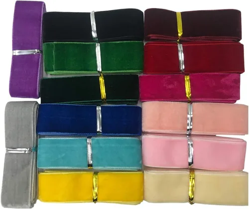 Miniatura 43 de Bobina de cinta de terciopelo de 10 yardas, disponible en muchos colores (Beige, 1 1/2 pulgadas)