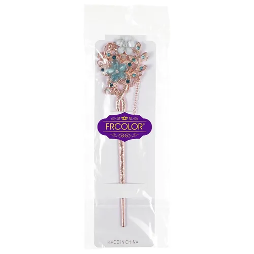 Miniatura 7 de Frcolor Rhinestone - Palillos chinos para el cabello, pin Chignon (Azul)