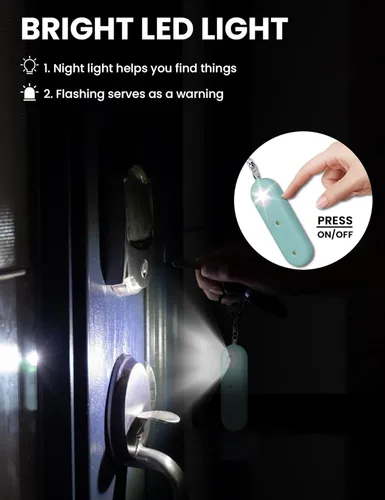 Miniatura 6 de ROTOPATA Luz estroboscópica de alarma de seguridad personal para mujeres, llavero de autodefensa de sirena de emergencia extra fuerte de 130 dB