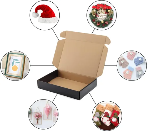 Miniatura 4 de Hoikwo Paquete de 25 cajas de envío de 11 x 8 x 2 pulgadas para pequeñas empresas, cajas de cartón de embalaje negras, caja de embalaje de correo