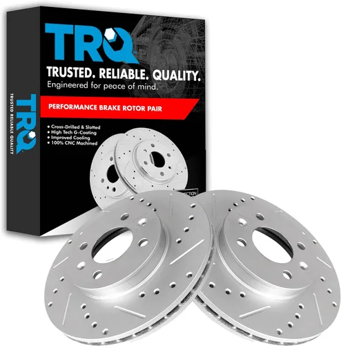 Miniatura 382 de TRQ Juego de rotores de freno de rendimiento trasero con revestimiento G premium compatible con Mazda 6 2014-2021
