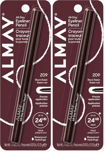 Miniatura 16 de Almay Lápiz delineador de ojos para todo el día, a prueba de manchas, maquillaje de ojos impermeable, hipoalergénico, sacapuntas integrado, 205 Negro