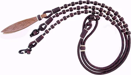 Miniatura 3 de Castaño/Borgoña/Granate Raw Hide Cuerda hecha a mano Nudos a juego Cuero Crudo Caballo Trenzado a Mano Romel Ranch Cuerda/Cuerda Reins-8.5 pies, 52