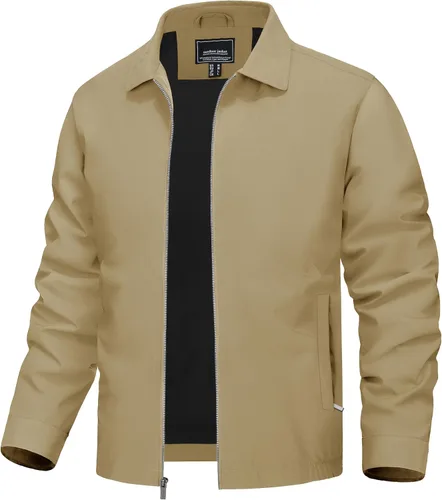 Miniatura 13 de TACVASEN Chaqueta Cortavientos Ligera para Hombre con Cremallera Completa Cuello Plegable Chaquetas Abrigo Casual Ligero con Bolsillos con Cremallera