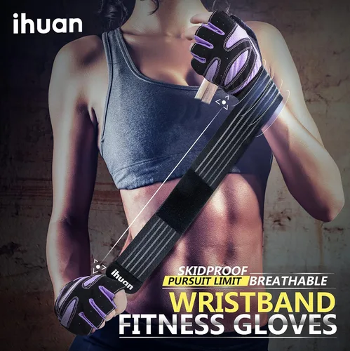 Miniatura 6 de ihuan - Guantes de entrenamiento con ventilación, unisex, protección completa de la palma de la mano; para levantamiento de pesas, entrenamiento
