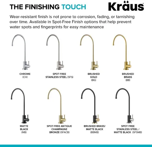Miniatura 10 de KRAUS® Purita™ Grifo de filtro de agua potable de una sola manija para ósmosis inversa o sistema de filtración de agua en acero inoxidable sin Acero